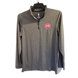 Detroit Pistons NBA UNK 1/4 Zip Pullover Jacket Gray Men’s Small Gorpcore Y2K